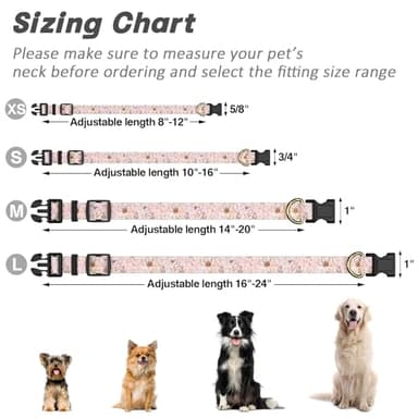 TMOODEL Reflective Dog Collar for Extra Small Dogs, Cute Flower Theme Adjustable Heavy-Duty Nylon Puppy Collar for Boy and Girl Female, Soft Pet Accessories with Quick Release Buckle, Neck 8-12", Pink - Image 7