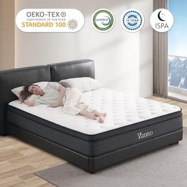 Vantto King Size Mattress, 12 Inch Hybrid Memory Foam Mattress with Pocket Springs for Motion Isolation Pressure Relief, CertiPUR-US - Image 2
