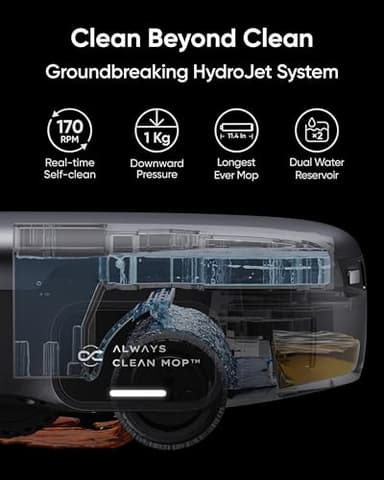 eufy Robot Vacuum Omni S1 Pro, HydroJet System with Roller Mop, Robot Vacuum and Mop Combo, Eco-Clean Ozone, Incrediable Suction, Obstacle Avoidance, Auto Mop Washing & Drying, Self-Emptying - Image 2