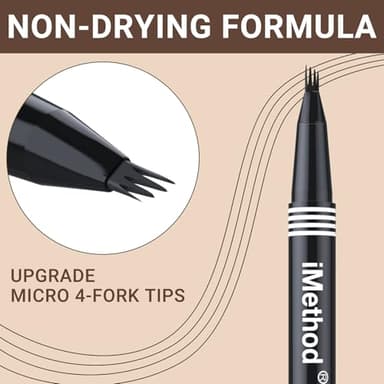 iMethod eyebrow pen - Microblading eyebrow pen, eyebrow pencil with a Micro 4-Fork Tip for Natural Hair-Like Brows, Long-Lasting Eye Brow Pencils for Women, Waterproof, Light Brown - Image 4