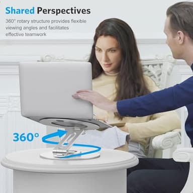 Adjustable Laptop Stand with 360 Rotating Base, OMOTON Ergonomic Laptop Riser for Collaborative Work, Dual Rotary Shaft Fully Foldable for Easy Storage, Fits MacBook / All Laptops up to 16 inches - Image 4