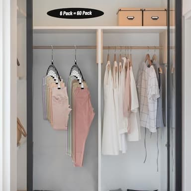 POZEAN 6 Pack Legging Organizer Hangers with Clips, Holds 60 Yoga Pants, Metal Sock Hangers, Space-Saving for Closet Organization and Storage - Image 6