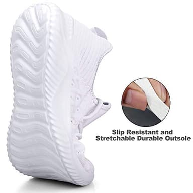 Feethit Womens Slip On Walking Shoes Non Slip Running Shoes Breathable Workout Shoes Lightweight Gym Sneakers White Size 8 - Image 3