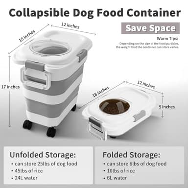 nxizoli 25 Lbs Dog Food Storage Container, Collapsible Dog Food Container with Scoop for Pet/Dog/Cat/Bird Food,Keep Dry Food Fresh,Easy to Move (White) - Image 2
