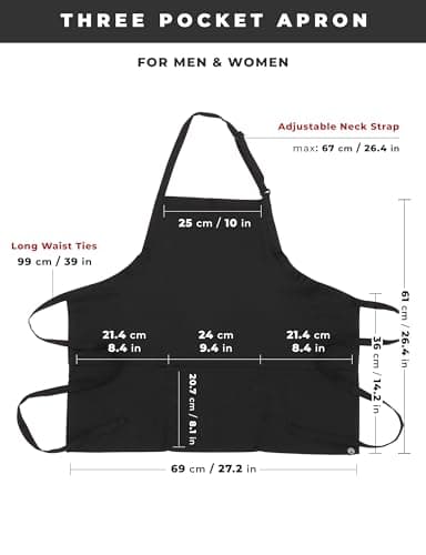 Chef Works Unisex Three Pocket Apron, Black, One Size - Image 6