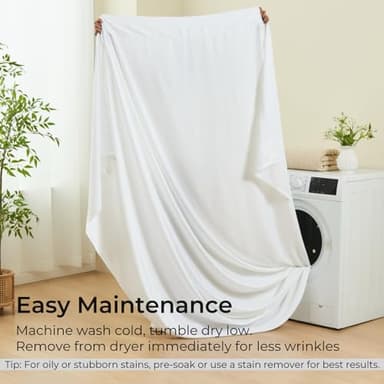 GOKOTTA Queen Sheet Set 4 Pcs,100% Rayon Derived from Bamboo Sheets,Cooling Sheets Queen for Hot Sleepers,16 Inch Deep Pocket Queen Size Bed Sheets with Elastic Corner Straps,Silky Soft -Bright White - Image 9