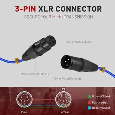 Phenyx Pro 4-Channel XLR Cable, 10 Ft Snake Cable, Balanced Microphone Cord, XLR Splitter, Color-Coded, 4-in-1 Design, 3-PIN Male to Female Patch Wire, w/OFC Copper (PCBL-4IN1-10) - Image 5