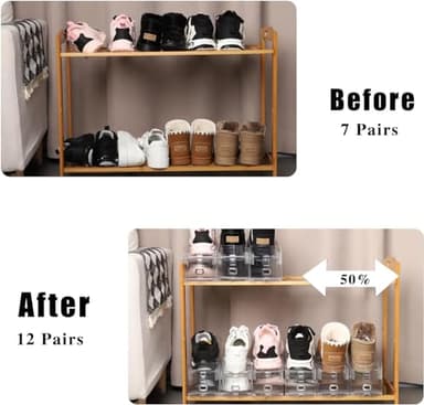 Uni HIMO shoe slots organizer, Clear Shoe Stacker, Adjustable Level Shoe Rack,Storage Space Saver for Sneakers Display (Transparent, 10Pack) - Image 5