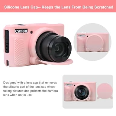 Elonbo Soft Silicone Case for Canon PowerShot SX740 / SX730 Digital Camera, Canon SX740 HS / SX730 Camera Rubber Protective Cover, Anti-Scratch Skin Sleeve with Detachable Lens Cover, Smoky Pink - Image 5