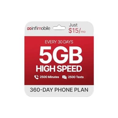 $15/Month | Infimobile Prepaid Plan: 12 Months| 5GB High-Speed Data Per Month | 2500 Minutes and 2500 Text| Prepaid Plan Service SIM Card | Nationwide Coverage | 4G, 5G V-Network - Image 6