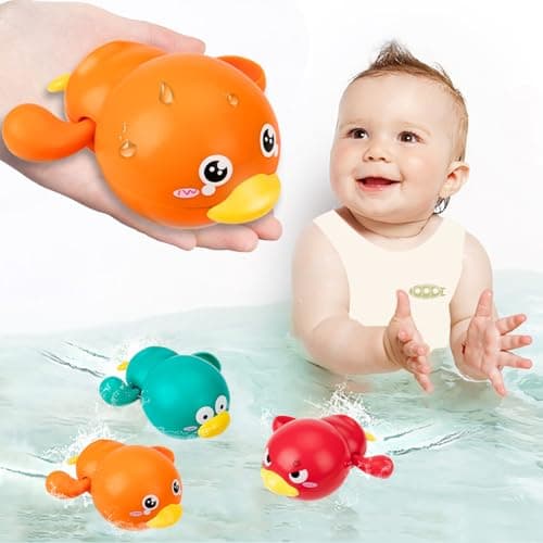 Bath Toys, Swimming Duck Baby Bath Toys for Toddler 1-3, Water Pool Floating Wind Up Toys for 1 Year Old Boy Girl Gifts, Infant Toddlers Kids Bathtub Toys, 3 Pack - Image 1