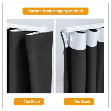 Hoeflife Room Divider Curtains Blackout Ceiling Track Curtain with Hook Wall Mount Sliding Door Curtains Ceiling Mount Extra Wide Curtain Wall Divider for Room Separation (Black, W180 x H120 Inch) - Image 5