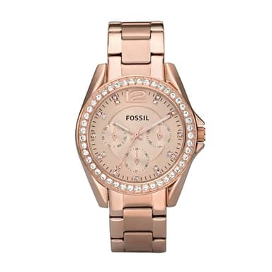Fossil Women's Riley Quartz Stainless Steel Multifunction Watch, Color: Rose Gold Glitz (Model: ES2811) - Image 1