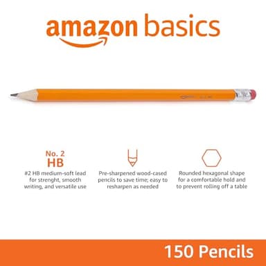 Amazon Basics Wood-Cased #2 Pencils, Pre-sharpened, HB Lead Bulk Box, 150 Count, Yellow - Image 2