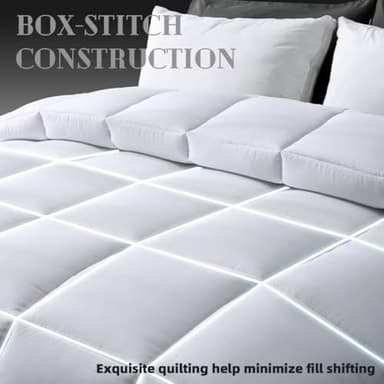 DOWNCOOL Comforters Queen Size, Duvet Insert, White All Season Duvet, Lightweight Quilt, Down Alternative Hotel Comforter with Corner Tabs (White, Queen 88x92 Inches) - Image 4
