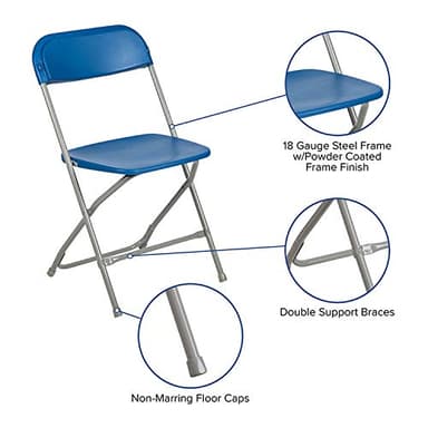 Flash Furniture Hercules Series Plastic Folding Chairs for Parties and Weddings, Stackable Commercial Event Seats, Set of 10, Blue - Image 7