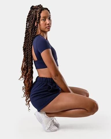 Kamo Fitness CozyTec Sweat Shorts Women High Waisted Lounge Comfy Casual Cotton Shorts with Pockets (Dark Iris, L) - Image 4