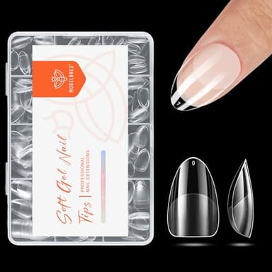 modelones Extra Short Almond Nail Tips, Pre-shaped Tips x Gel Soft Fake Nails False Acrylic Clear Full Cover Press on Extension Kit x Gel Manicure DIY at Home 216PCS 12Sizes - Image 1