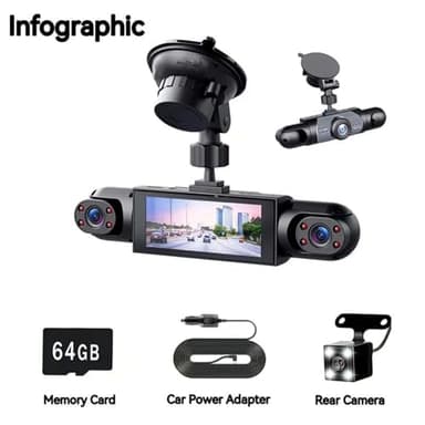 Sakerplus Full View Car Dashcam System,360° 4 Channel Dash,1080P Full HD Recording, Infrared Night Vision, 64GB SD Card, G-Sensor, Loop Recording, Plug-in Power for Taxi, Fleet,Family Vehicles (128G) - Image 9