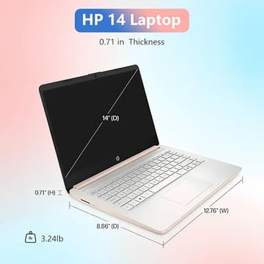 HP 14 Laptop Student Business 2025 Ultral Light Computer, AI Copilot, 4-Core 13th Gen Intel CPU, 16GB RAM 640GB Storage (128GB UFS+ 512GB SD Card), Microsoft 365, AlpacaTec Accessories - Image 9