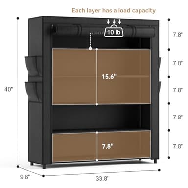 VILICK Shoe Rack with Cover, 5 Tier Shoe Organizer Storage for 20-24 Pair Shoes and Boots Large Shoe Storage Shelf Space Saving Vertical Shoe Rack for Closet, Front Door Entrance, Dorm, Garage - Image 3