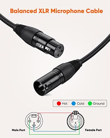 CableCreation XLR Cable, 30FT XLR Male to Female 3PIN Balanced Professional Microphone Cable for Recording Applications,Mixers,Speaker Systems, and Other XLR Audio Equipments.Black - Image 2