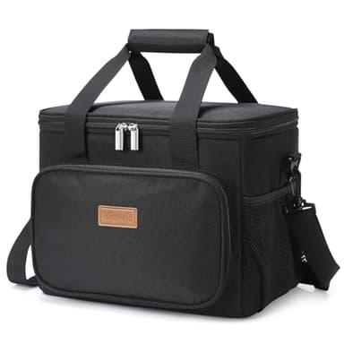 Lifewit Large Lunch Bag Insulated Lunch Box Soft Cooler Cooling Tote for Adult Men Women, Black 24-Can (15L) - Image 1