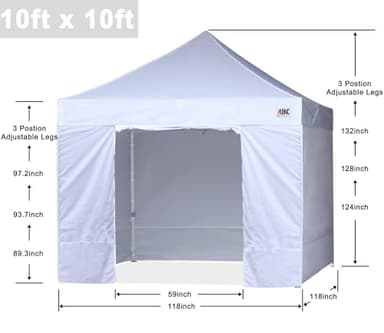 ABCCANOPY Easy Pop Up Canopy Tent with Sidewalls 10x10 Commercial -Series, White - Image 3