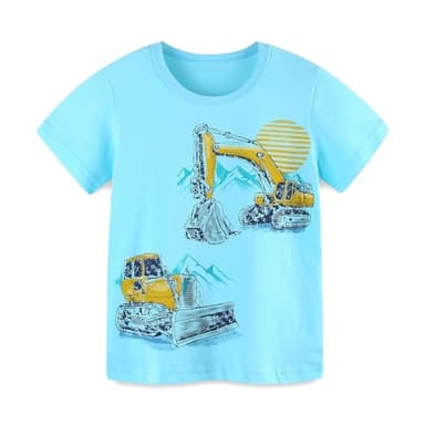 HILEELANG Toddler Boys' 3-Pack Excavator Tees Short Sleeve Crewneck Cotton Casual Summer T-Shirts Tops 3T - Image 5