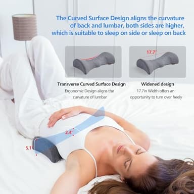 COMFYTHERA Lumbar Support Pillow for Sleeping Memory Foam Back Lumbar Support Cushion for Lower Back Pain Relief, Back Support Bed Pillow Waist Support Back Sleepers (Dark Grey) - Image 5