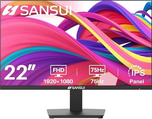 SANSUI Monitor 22 inch 1080p FHD 75Hz Computer Monitor with HDMI VGA, Ultra-Slim Bezel Ergonomic Tilt Eye Care LED Display for Home Office (ES-22F1 HDMI Cable Included) - Image 1