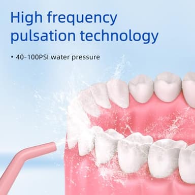 Water Flosser Teeth Pick: Rechargeable Cordless Oral Irrigator 300ML Portable Water Flosser for Braces IPX7 Waterproof Electric Waterflosser for Teeth Cleaning C101 Pink - Image 5