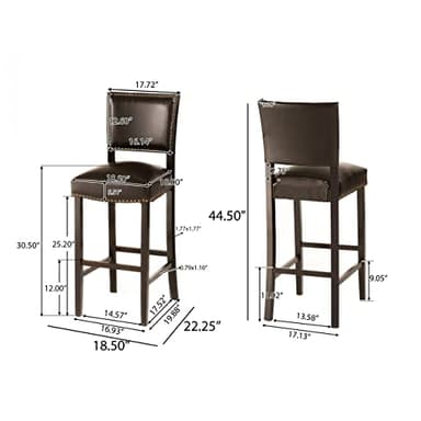 Christopher Knight Home Mayfield Bonded Leather Backed Barstools, 2-Pcs Set, Brown - Image 3