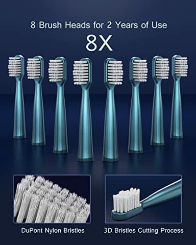 AJELU USB Rechargeable Sonic Electric Toothbrush for Adults, Powered Motor High Vibration Teeth & Gum Care, Soft Dupont Brush Heads, 2 Minutes Timer 5 Modes, Green - Image 7