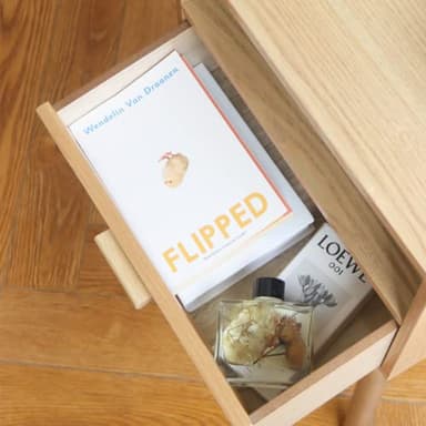 MaxSmeo Bedside Table, Small Nightstand with Charging Station, Rattan Side Table Wood End Table for Living Room, Bedroom and Small Spaces, Mid Century Modern Nightstand, Easy Assembly (Natural) - Image 6