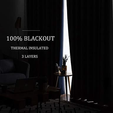 RYB HOME Soundproof Curtains 108 inches Blackout Energy Saving Grommet Curtains Window Treatment Panels for Bedroom Studio Sliding Glass Door, W 52 x L 108 inches, Beige, 2 Pcs - Image 10