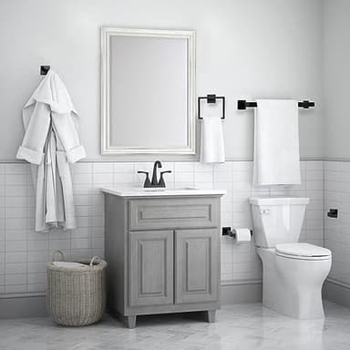 Bathroom Accessories Towel Bar Set: 10 Pieces Matte Black Bathroom Hardware Square SUS304 Stainless Steel - Wall Mounted Towel Rack&Toilet Paper Holder&Towel Ring and Towel Hook - Image 2