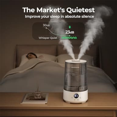 Homvana Humidifiers for Bedroom Home, 3.6 L Cool Mist Top-Fill 34H Super Long Time, Quiet 23dB, Baby Humidifier, Oil Diffuser for Large Room, Plants, Nursery, Office BPA FREE, 7 Color Light Ultrasonic - Image 3