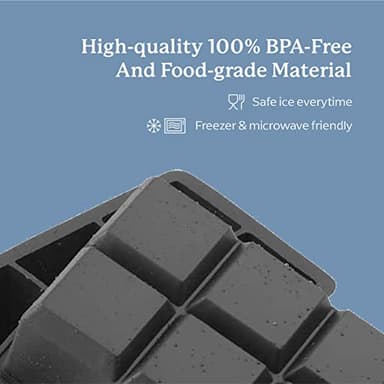 Samuelworld Large Silicone Premium Ice Trays, 2-Pack Combo, 2 Inches Big Cubes & 2.5 Inches Sphere Ice Molds - BPA Free, Craft Ice Maker for Gifting, Whiskey, Cocktails, Easy Release - Gray - Image 8