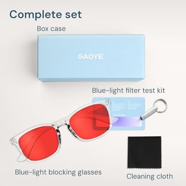 Gaoye Transparent with Red Lenses Blue Light Glasses for Computer & Gaming - Anti UV Ray Lenses, Scratch-Resistant & Comfort Fit - Image 7
