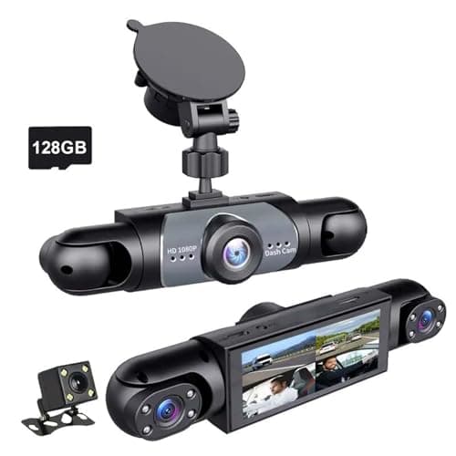 Sakerplus Full View Car Dashcam System,360° 4 Channel Dash,1080P Full HD Recording, Infrared Night Vision, 64GB SD Card, G-Sensor, Loop Recording, Plug-in Power for Taxi, Fleet,Family Vehicles (128G) - Image 1