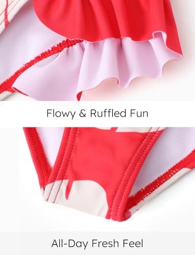 Disney Lilo & Stitch Swimsuit Girl One Bathing Suit Piece Swim Suits Long Sleeve Swimwear Summer Swimming Suit Set Quick Dry Swimming Clothing UPF 50+ Rashguard Swim Clothing Little Kid Red 6-7 Years - Image 4