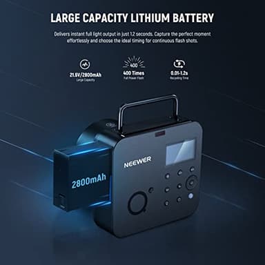 NEEWER Q4 400Ws 2.4G TTL Outdoor Studio Flash Strobe (New Look),1/8000 HSS 2800mAh Battery Powered Photography Monolight Speedlite 30W Modeling Lamp/400 Full Power Flash/0.01-1.2s Recycle/Bowens Mount - Image 7