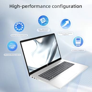 HP 17.3 HD+ Laptop Computer for Student & Business, Intel 8-Core Processor, 32GB RAM, 1TB SSD, WiFi 6, Bluetooth 5.3, HDMI, Type-C, Silver, Windows 11 Pro - Image 4