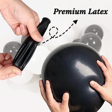100pcs Black and White Balloons 12 Inch Thickened Latex Balloons for Birthday Wedding Graduation Party Decorations (Black White balloon) - Image 4