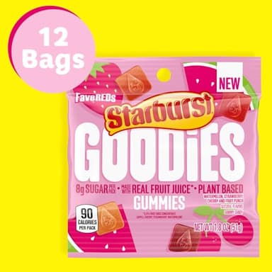 STARBURST GOODIES FaveREDS Plant-Based Low Sugar Candy Fruit Gummy Candies, 1.8 Oz Bags (Pack of 12) - Image 5