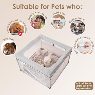 EHEYCIGA 42x42x26 Inches Puppy Playpen for Dogs & Cats Indoor or Outdoor - Dog Play Pen with Door, Dog Fence for Small Pets with Heavy-Duty Oxford & Steel Frame, with Cover - Image 4