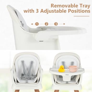 INFANS 8 in 1 Baby High Chair, Convertible Highchair for Babies and Toddlers, Infant Dining Booster Seat, Building Block Table, Kids Stool Table Chair Set with Removable Tray (8 in 1, White) - Image 6