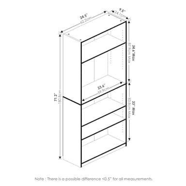 Furinno Jaya Simply Home Adjustable Shelf Bookcase, 5-Tier, Amber Pine - Image 7