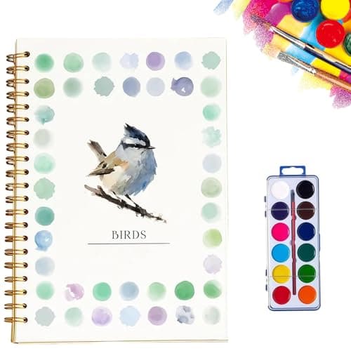Hugsgarden Water Color Workbook, Hugsgarden Beginner-Friendly Watercolor Workbook, Hugs Garden Watercolor Books, Nature Scenes Paint Set Art Crafts, with 12 Colors Paint Set with Paint Brush (C) - Image 1